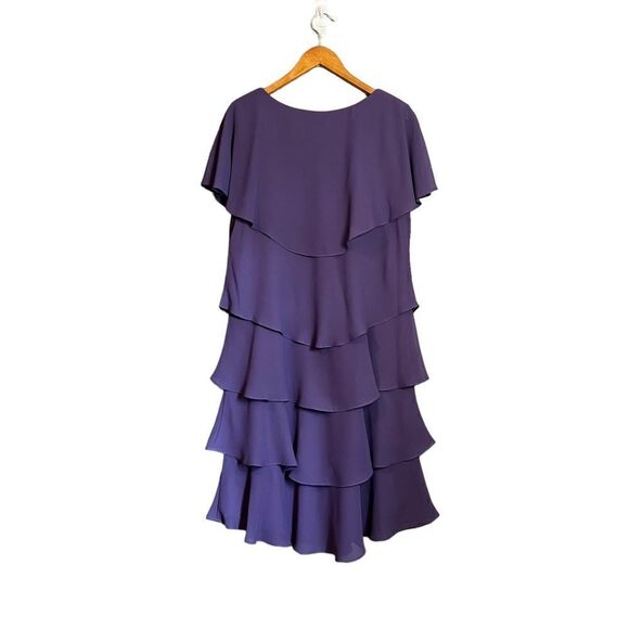 Patra vintage purple ruffle v neck dress - Picture 8 of 9